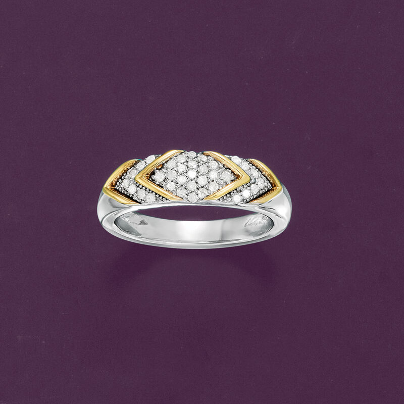 .25 ct. t.w. Diamond Chevron Ring in Sterling Silver and 14kt Yellow Gold image number 4