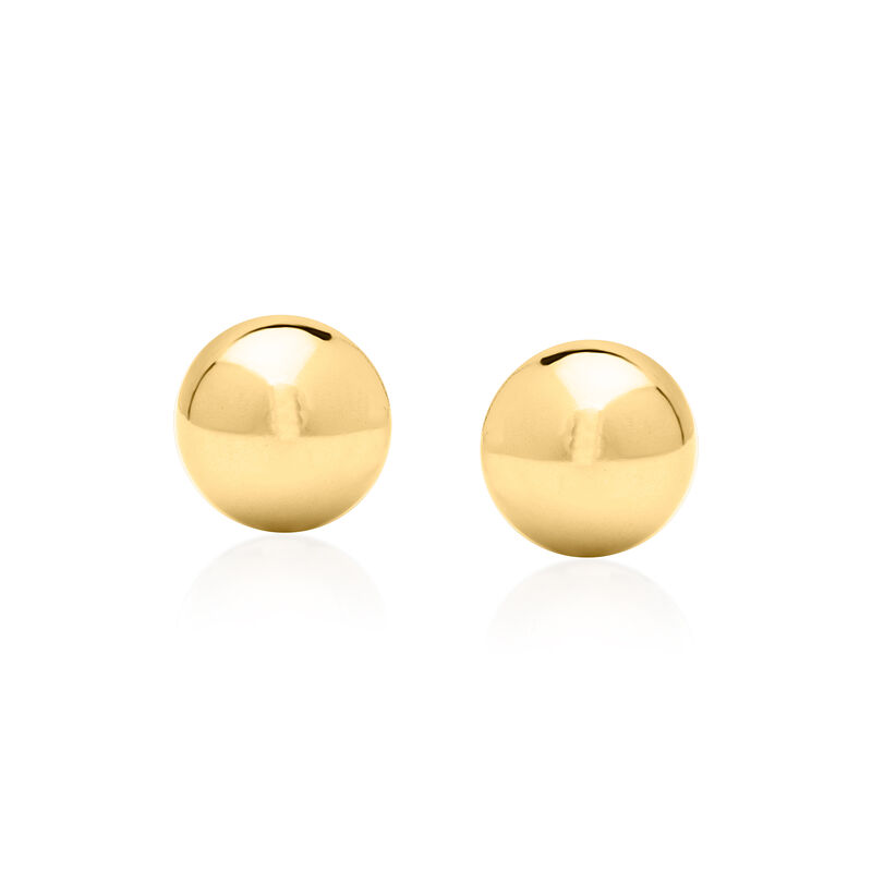 Italian 9mm 10kt Yellow Gold Flat Ball Stud Earrings  image number 2
