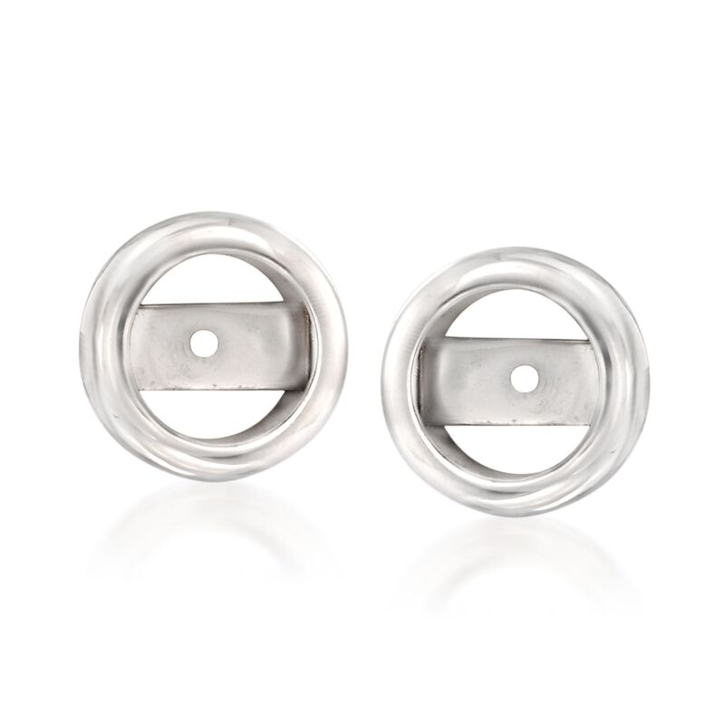 14kt White Gold Bezel Earring Jackets image number 0