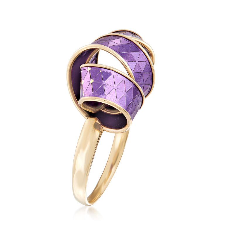 Italian 14kt Yellow Gold Ceramic Swirl Ring image number 2