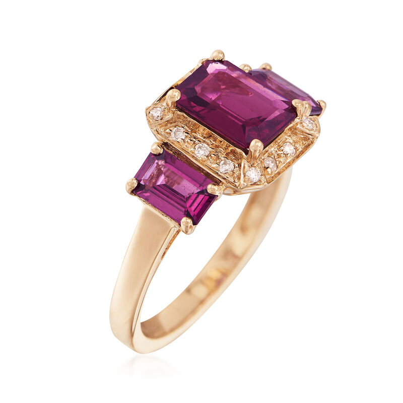 3.90 ct. t.w. Rhodolite Garnet Ring with Diamond Accents in 14kt Yellow Gold image number 2
