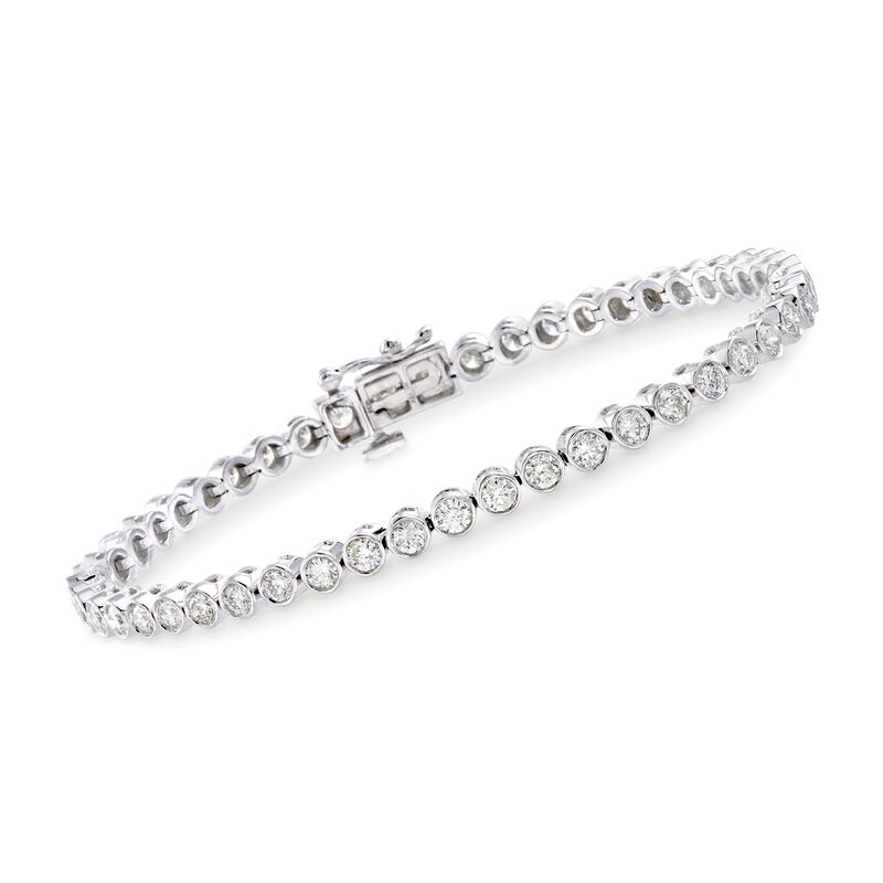 3.00 ct. t.w. Bezel-Set Diamond Tennis Bracelet in 14kt White Gold. 7&quot; image number 0