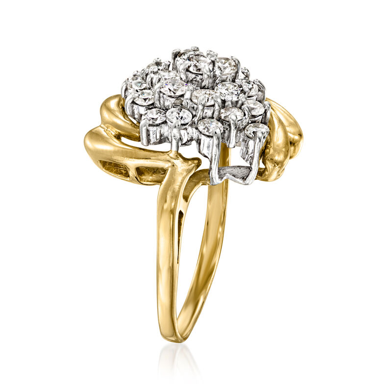 C. 1980 Vintage 1.25 ct. t.w. Diamond Cluster Ring in 14kt Two-Tone Gold. Size 7 image number 2