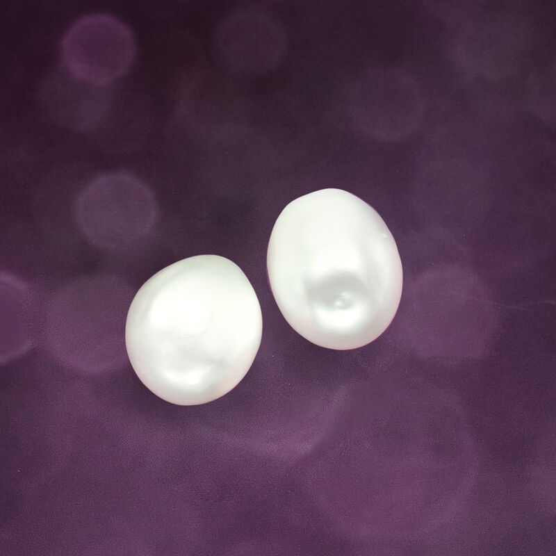12-13mm Cultured Baroque Pearl Earrings in 14kt Yellow Gold  image number 4