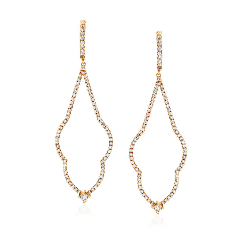C. 2000 Vintage 1.35 ct. t.w. Diamond Drop Earrings in 14kt Yellow Gold image number 0