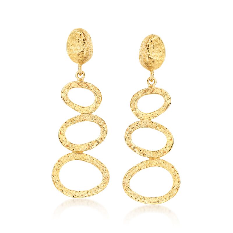 18kt Yellow Gold Over Sterling Free-Form Open Circle Drop Earrings image number 0