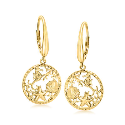 18kt Gold Over Sterling Sea Life Drop Earrings
