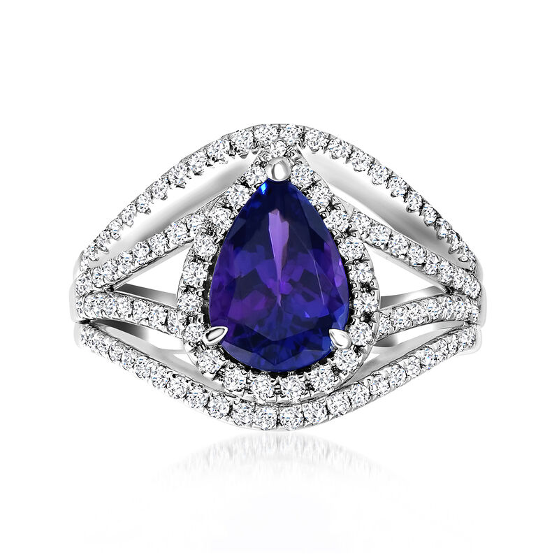 Carat Blue Tanzanite Ring with Diamonds in