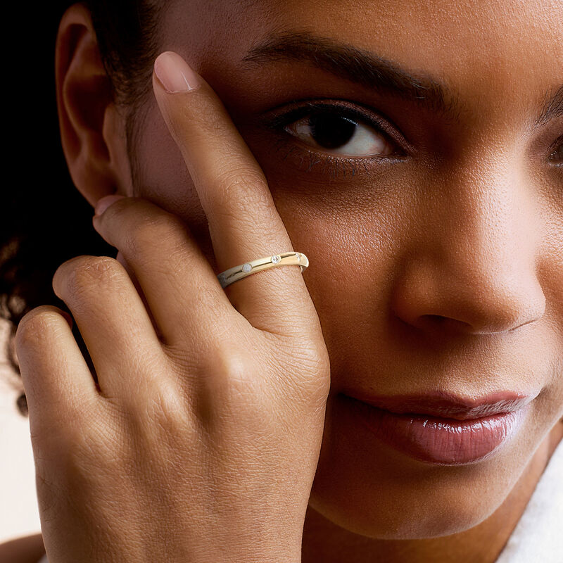 Gabriel Designs .12 ct. t.w. Diamond Station Ring in 14kt Yellow Gold image number 1