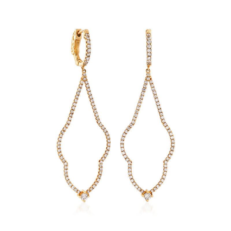 C. 2000 Vintage 1.35 ct. t.w. Diamond Drop Earrings in 14kt Yellow Gold image number 2