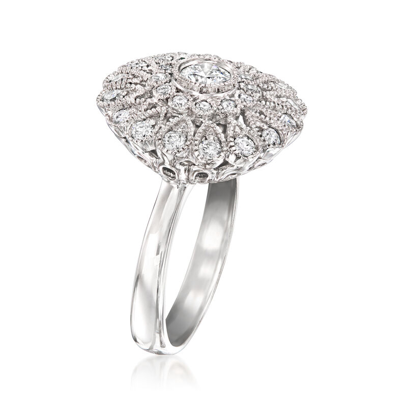 C. 1990 Vintage .75 ct. t.w. Diamond Flower Ring in 18kt White Gold. Size 5 image number 2