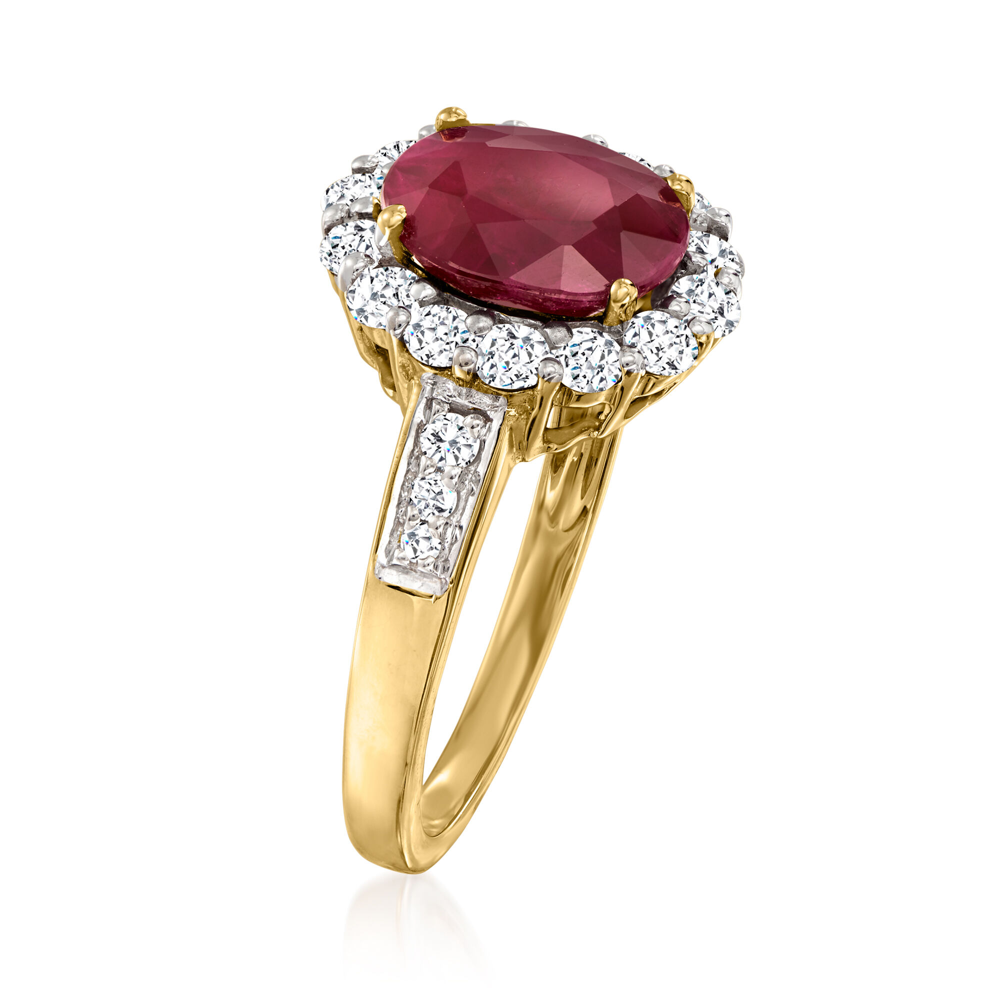 Vintage 18K YG Ruby Diamond Sapphire and Emerald Domed Ring
