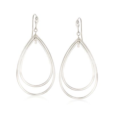 Zina Sterling Silver "Contemporary" Large Double Pear-Shaped Drop Earrings