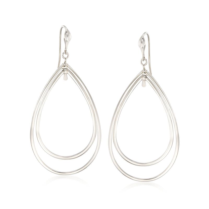 Zina Sterling Silver &quot;Contemporary&quot; Large Double Pear-Shaped Drop Earrings image number 0