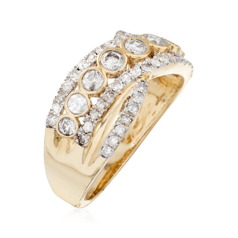 1.00 ct. t.w. Bezel-Set Diamond Sash Ring in 14kt Yellow Gold image number 2