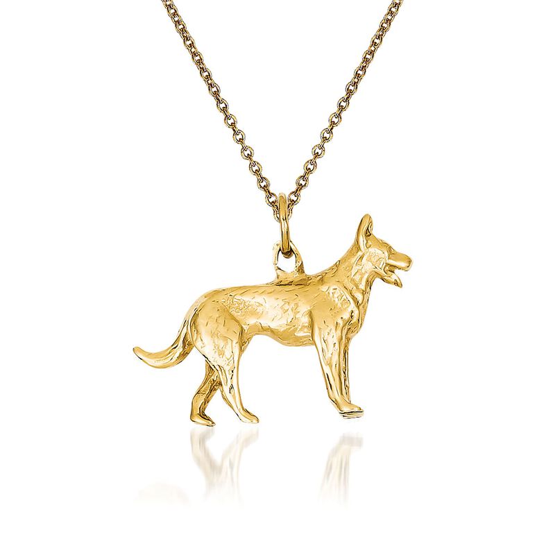14kt Yellow Gold German Shepherd Pendant Necklace image number 0