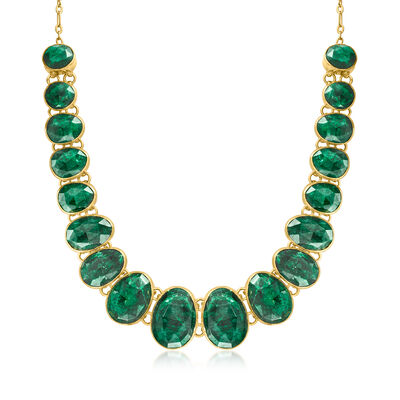 95.00 ct. t.w. Graduated Emerald Necklace in 18kt Gold Over Sterling