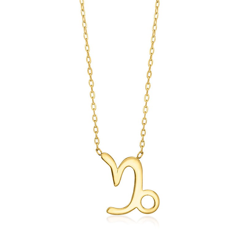 Capricorn - Italian 14kt Yellow Gold Zodiac Necklace. 16&quot;  image number 0