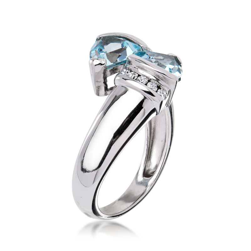 C. 1990 Vintage 1.80 ct. t.w. Sky Blue Topaz Bypass Ring with .16 ct. t.w. Diamonds in 14kt White Gold. Size 7 image number 2