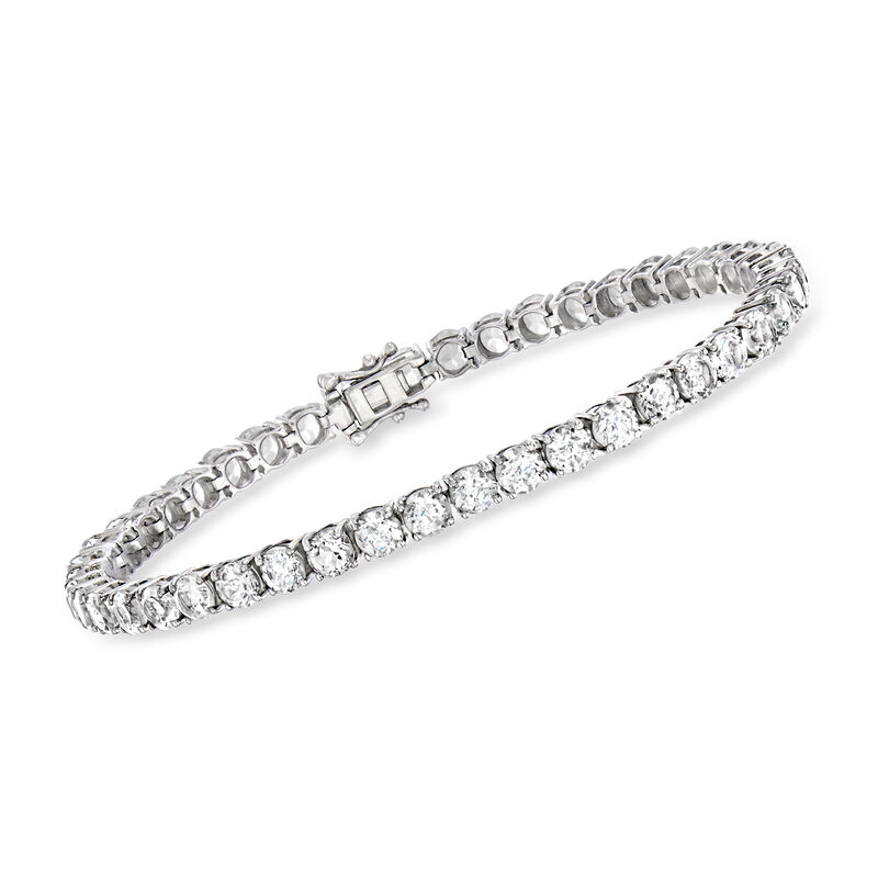 14.00 ct. t.w. White Topaz Tennis Bracelet in Sterling Silver. 7&quot; image number 0