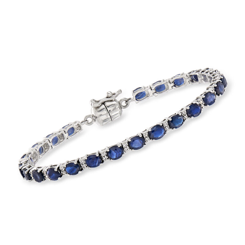 7.50 ct. t.w. Sapphire and .20 ct. t.w. White Topaz Tennis Bracelet in Sterling Silver with Magnetic Clasp image number 0