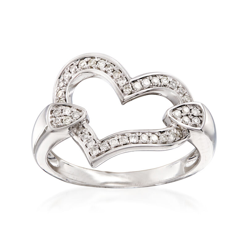 C. 1990 Vintage .30 ct. t.w. Diamond Heart Ring in 14kt White Gold. Size 7 image number 0