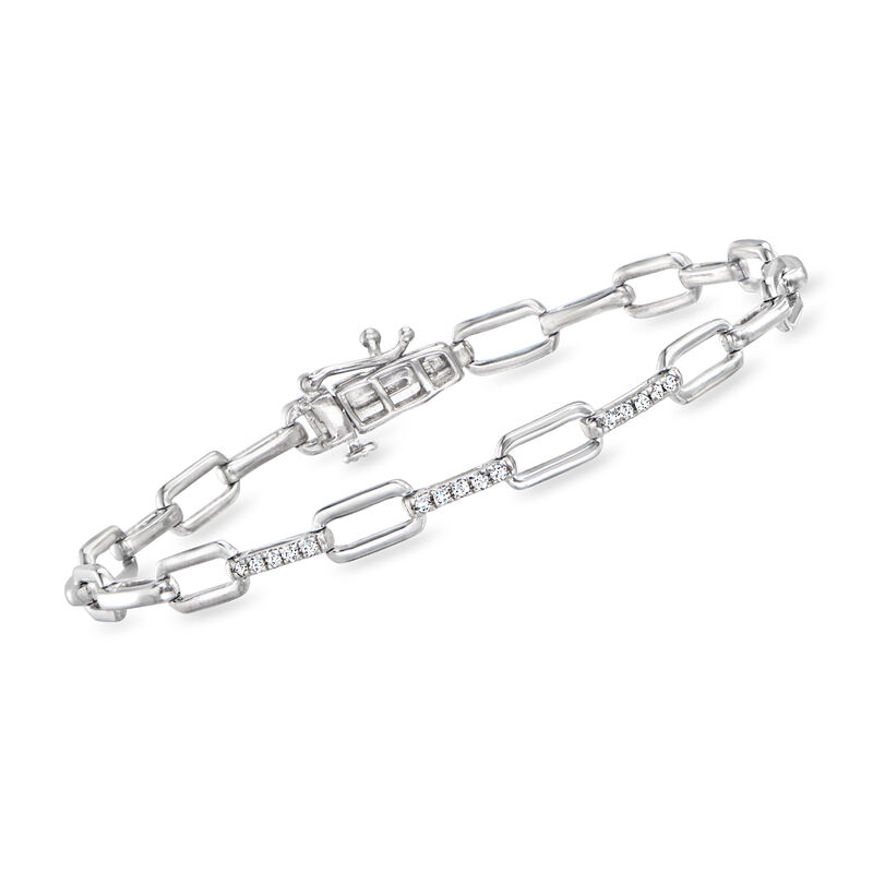 .15 ct. t.w. Diamond Paper Clip Link Bracelet in Sterling Silver image number 0
