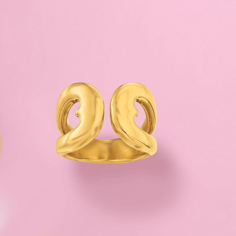 Italian Andiamo 14kt Yellow Gold Over Resin Open-Space Heart Ring image number 4
