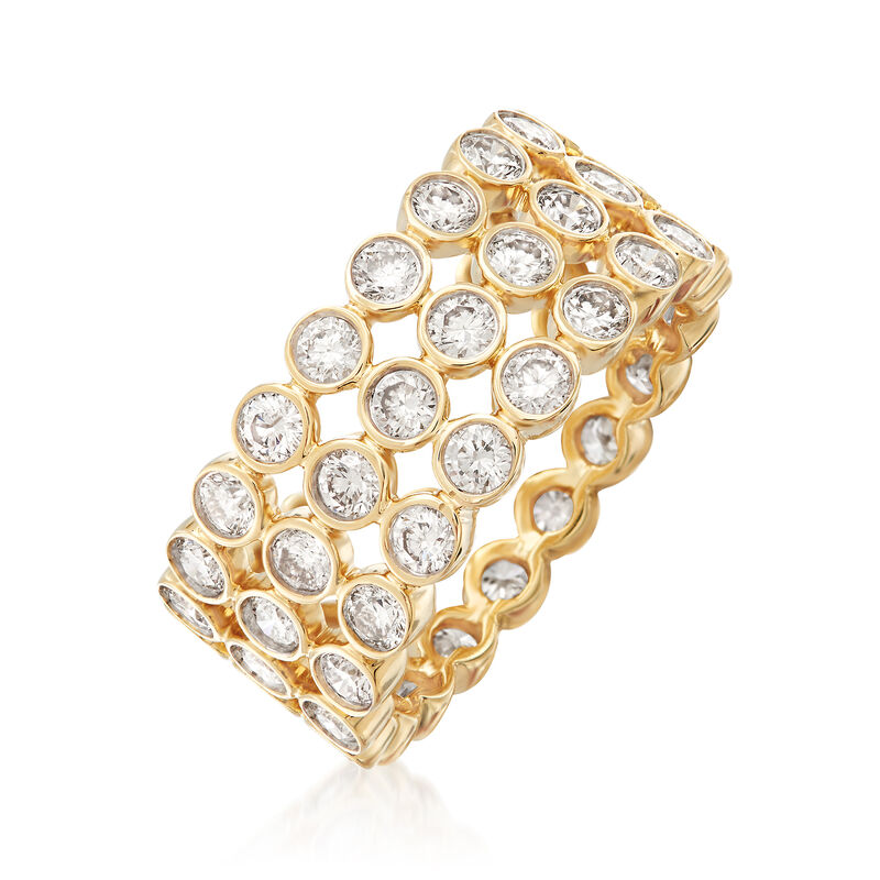 3.00 ct. t.w. Bezel-Set Diamond Three-Row Eternity Band in 14kt Yellow Gold image number 2