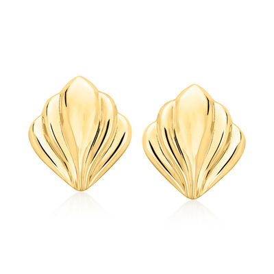 C. 1980 Vintage 14kt Yellow Gold Ribbed Earrings