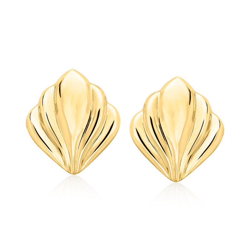 C. 1980 Vintage 14kt Yellow Gold Ribbed Earrings image number 0