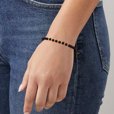 4-4.5mm Onyx Bead Bracelet in 10kt Yellow Gold