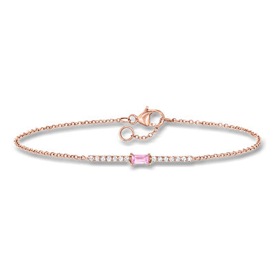 .10 Carat Pink Sapphire and .11 ct. t.w. Diamond Bar Bracelet in 14kt Rose Gold