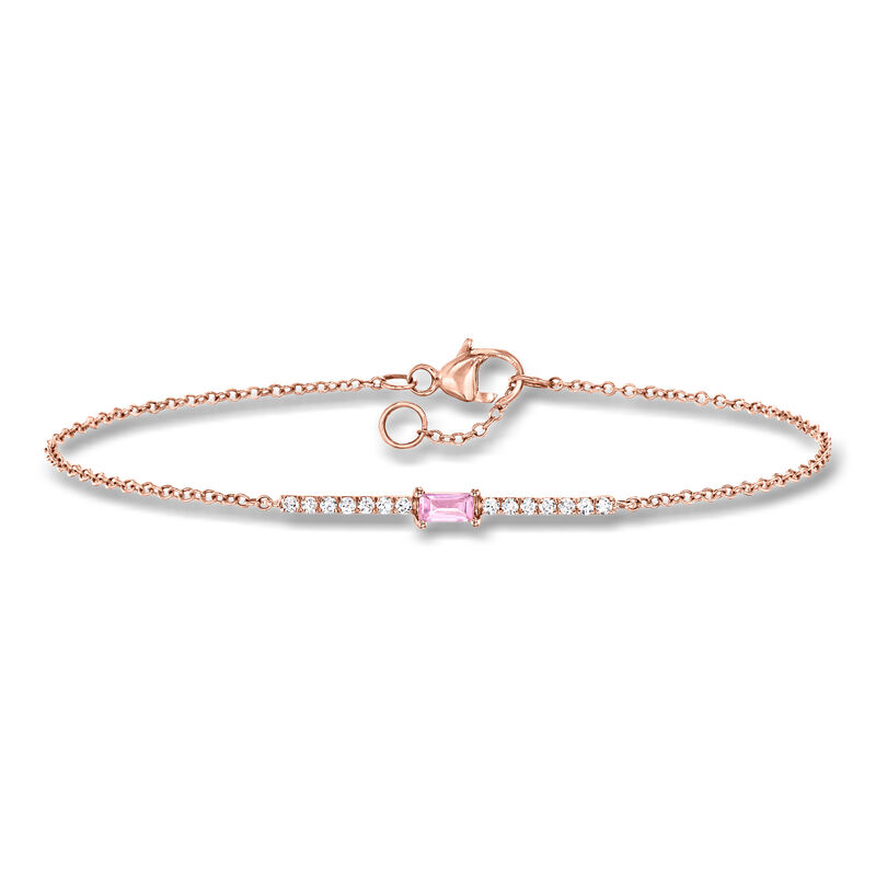 .10 Carat Pink Sapphire and .11 ct. t.w. Diamond Bar Bracelet in 14kt Rose Gold image number 0