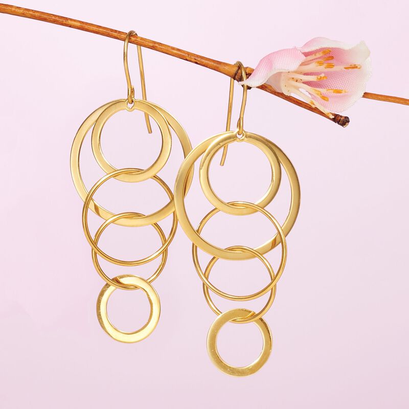 14kt Yellow Gold Multi-Circle Drop Earrings  image number 2