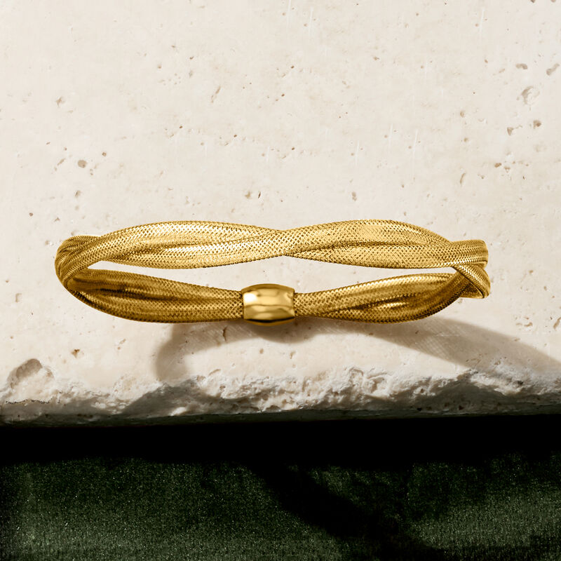 Italian 14kt Yellow Gold Double-Mesh Bangle Bracelet image number 4