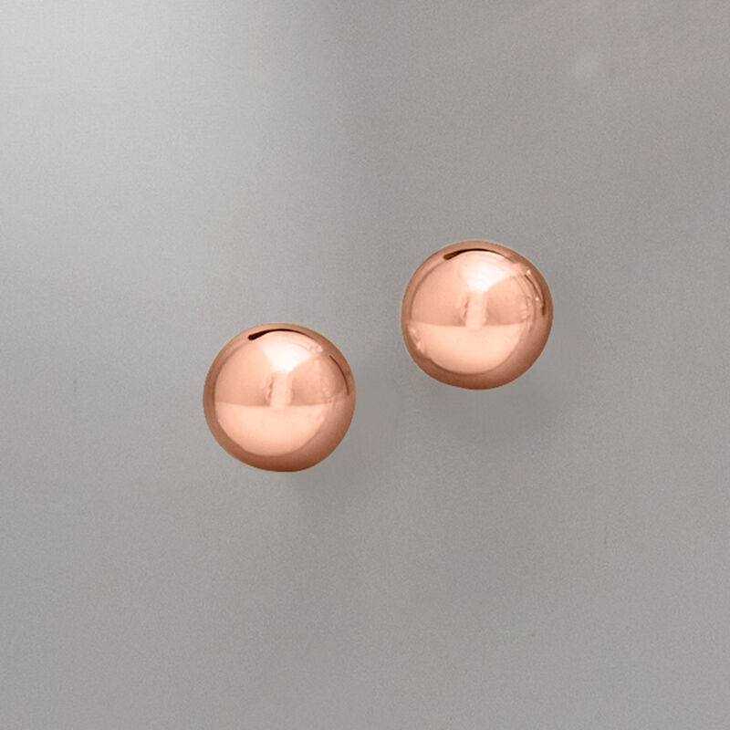 8mm 14kt Rose Gold Ball Stud Earrings image number 2
