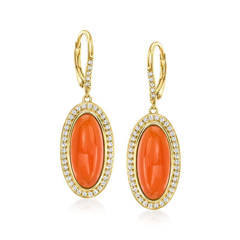 Carnelian and 1.00 ct. t.w. White Topaz Drop Earrings in 18kt Gold Over Sterling  image number 0