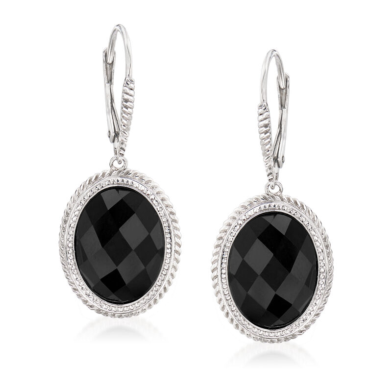 Black Onyx Drop Earrings in Sterling Silver image number 0