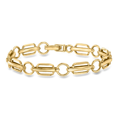 C. 1980 Vintage 14kt Yellow Gold Geometric-Link Bracelet