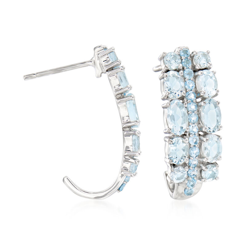 2.10 ct. t.w. Aquamarine and .50 ct. t.w. Swiss Blue Topaz Earrings in Sterling Silver  image number 0