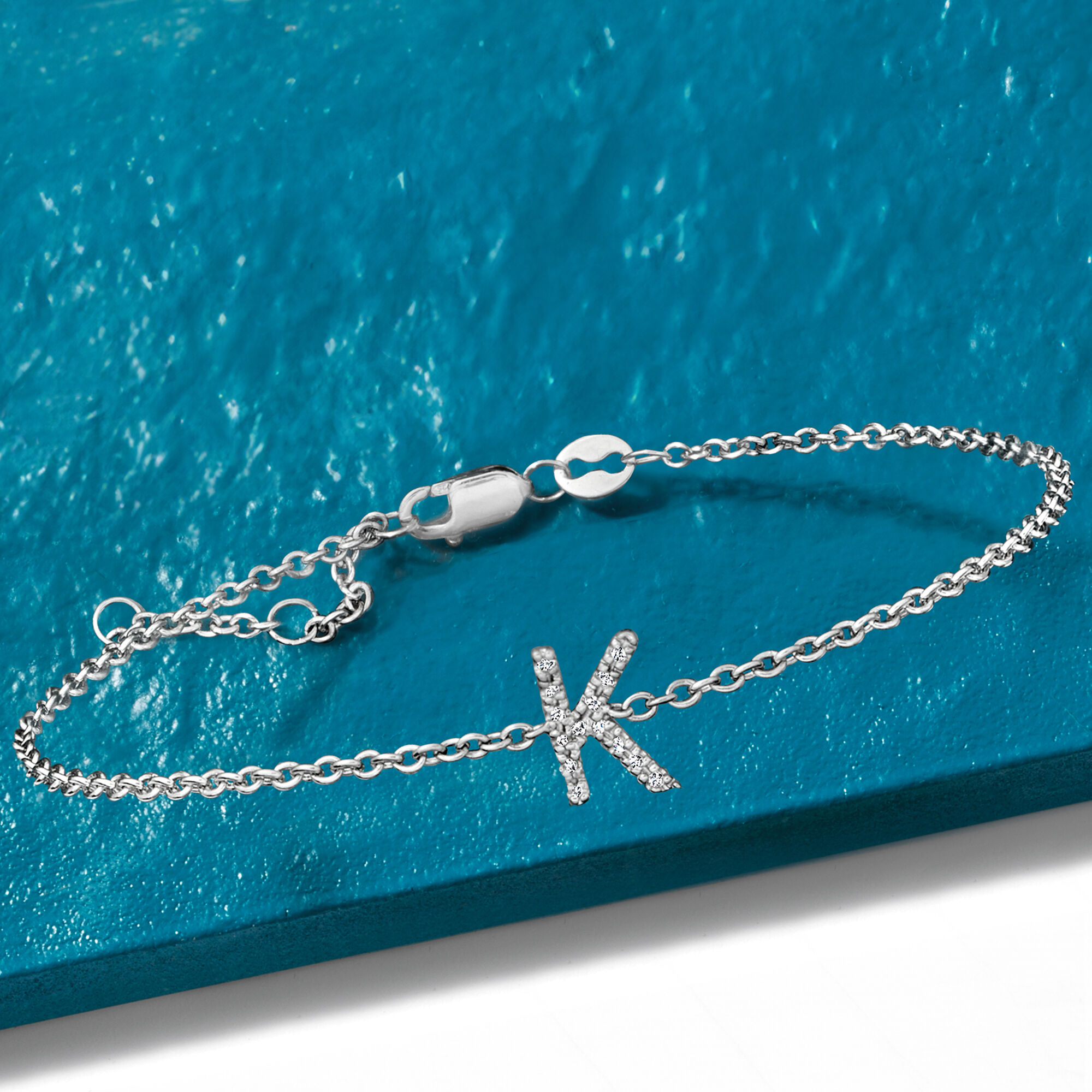 U - Diamond Initial Bracelet in Sterling Silver. 7 U - Diamond Initial Bracelet in Sterling Silver. 7