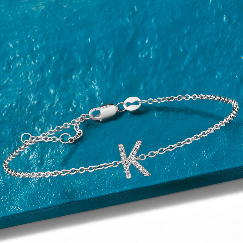 Diamond Initial Bracelet in Sterling Silver image number 2