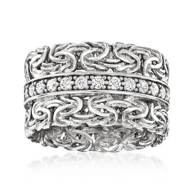 .60 ct. t.w. CZ Byzantine Ring in Sterling Silver