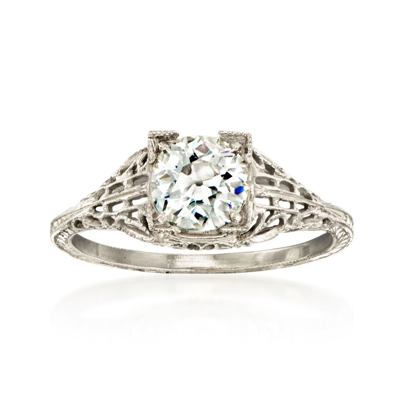 C. 2000 Vintage .75 Carat Diamond Filigree Ring in 18kt White Gold. Size 6 image number 0