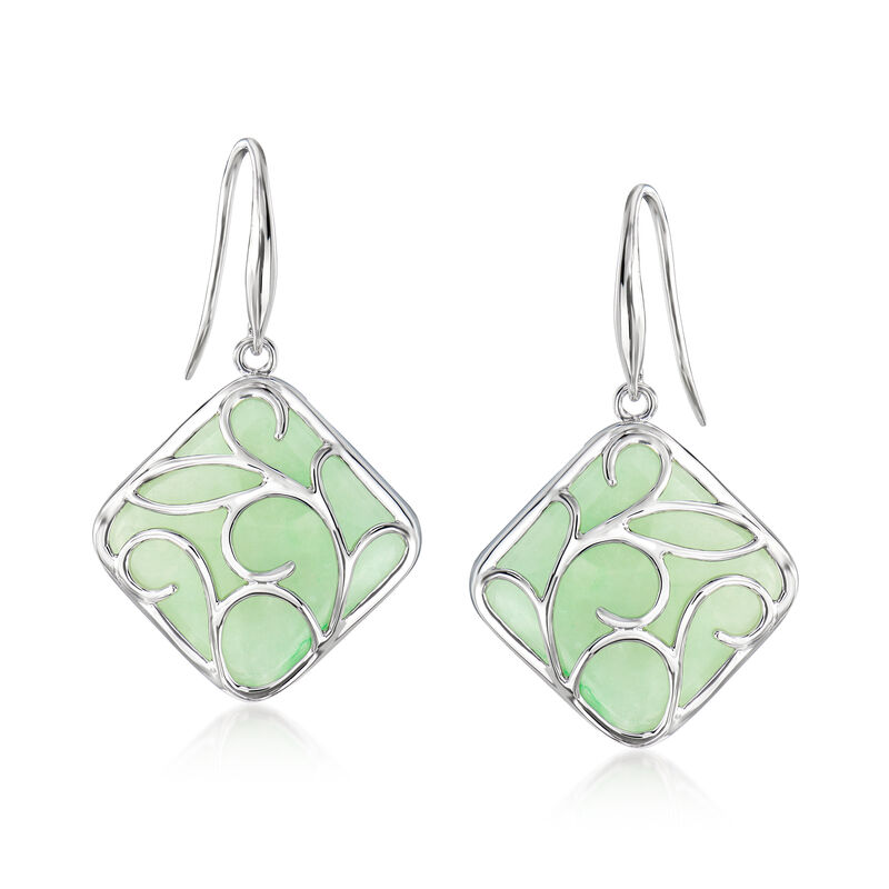 Jade Drop Earrings in Sterling Silver image number 0