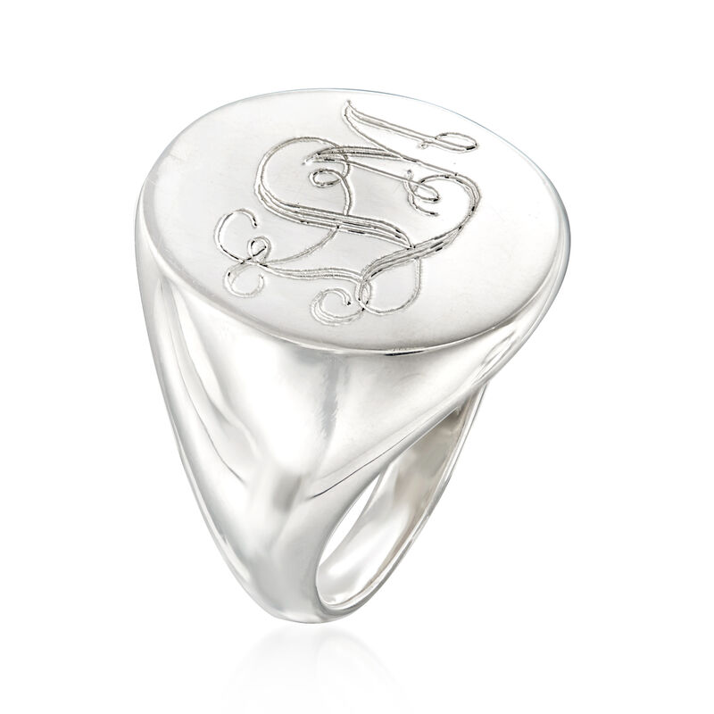 Sterling Silver Personalized Signet Ring image number 2