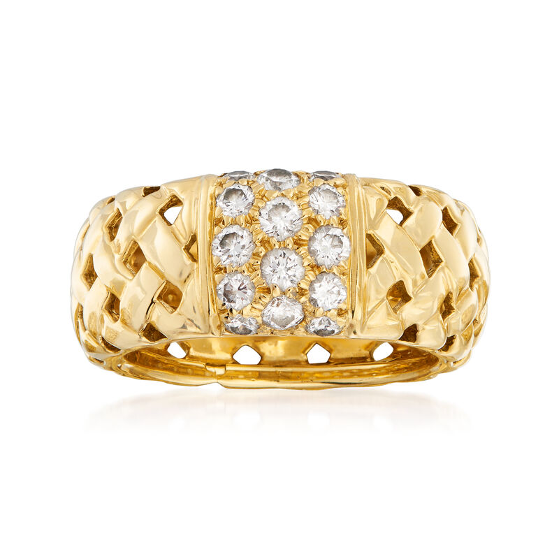 C. 1995 Vintage Tiffany Jewelry .60 ct. t.w. Diamond Basketweave Ring in 18kt Yellow Gold. Size 6 image number 0