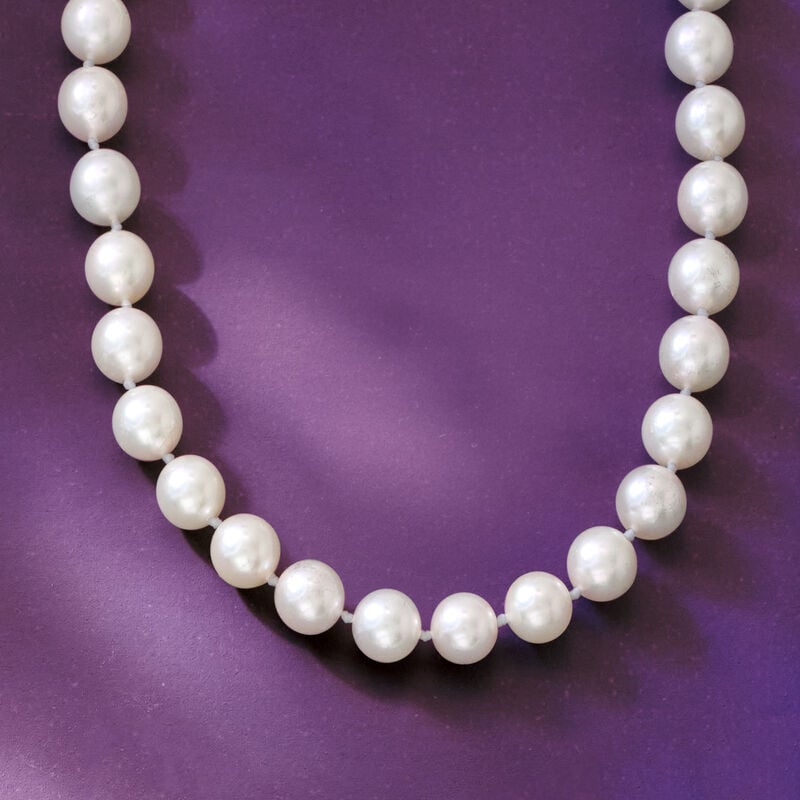 7-7.5mm Cultured Akoya Pearl Necklace with 18kt White Gold image number 4