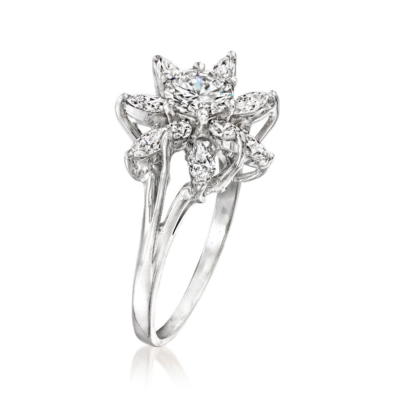 C. 1990 Vintage 1.75 ct. t.w. Diamond Flower Ring in 14kt White Gold. Size 7 image number 2